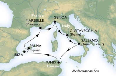 MIDDELHAVET - Spaina,  Frankrike,  Italia,  Tunisia