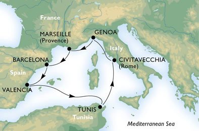 MIDDELHAVET - Frankrike,  Spaina,  Tunisia,  Italia