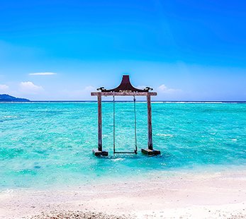A scenic swing set on a tropical beach with clear blue water | MSC Cruises