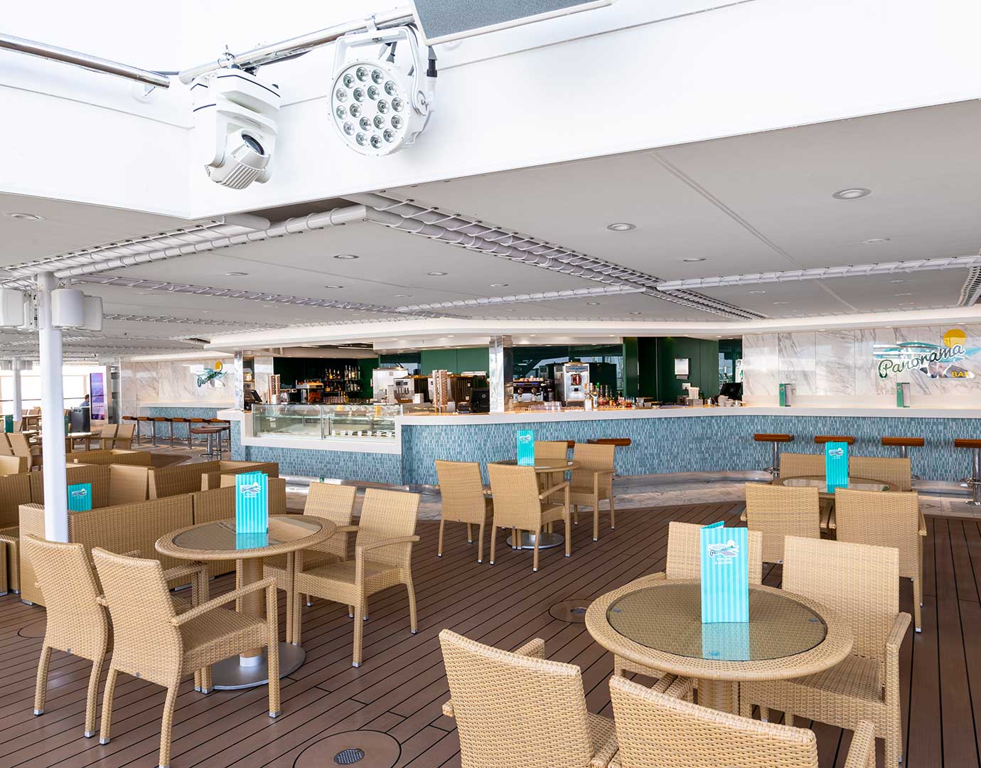 Outdoor bar and seating area on an MSC cruise ship | MSC Cruises Outdoor bar and seating area on an MSC cruise ship | MSC Cruises