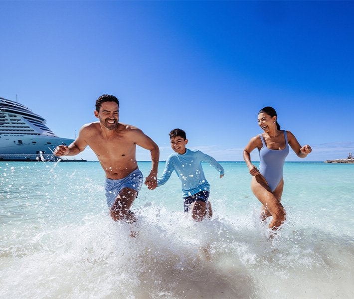 Family on beach, MSC Ocean Cay Marine Reserve, Bahamas | MSC Cruises Family on beach, MSC Ocean Cay Marine Reserve, Bahamas | MSC Cruises