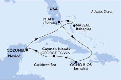 USA, Jamaica, Cayman Islands, Mexico, Bahamas