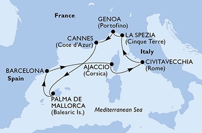 Italia, Frankrike, Spaina