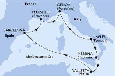 Italia, Malta, Spaina, Frankrike