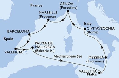 Italia, Frankrike, Spaina, Malta
