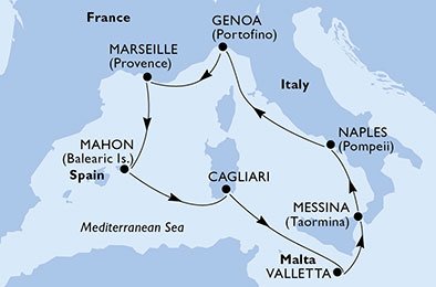 Italia, Malta, Frankrike, Spaina