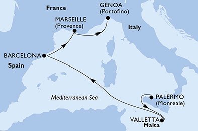 Italia, Malta, Spaina, Frankrike