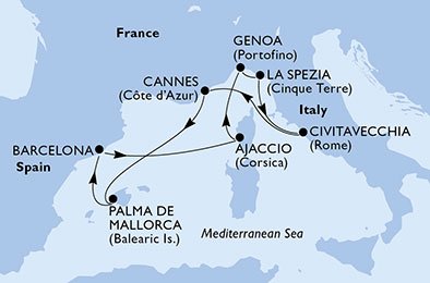 Spaina, Frankrike, Italia
