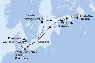 Danmark, Tyskland, Sverige, Estland, Russland