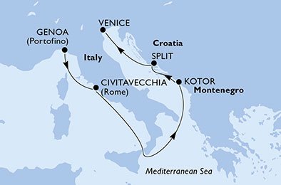 Italia, Montenegro, Kroatia