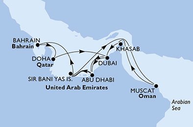 Forente Arabiske Emirater, Bahrain, Qatar, Oman