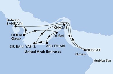 Forente Arabiske Emirater, Oman, Bahrain, Qatar