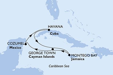 Cuba, Jamaica, Cayman Islands, Mexico