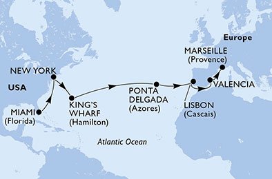 USA, Bermuda, Portugal, Spaina, Frankrike