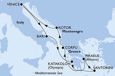 Italia, Hellas, Montenegro