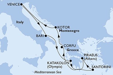 Italia, Hellas, Montenegro