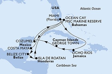 USA, Mexico, Belize, Honduras, Bahamas, Jamaica, Cayman Islands