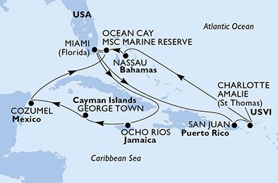 USA, Jamaica, Cayman Islands, Mexico, Bahamas, Puerto Rico, Virgin Islands (U.S.)