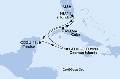 USA, Cayman Islands, Mexico, Cuba