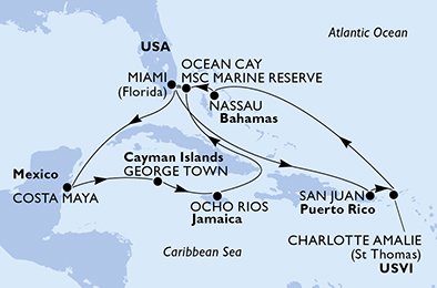 USA, Puerto Rico, Virgin Islands (U.S.), Bahamas, Mexico, Cayman Islands, Jamaica