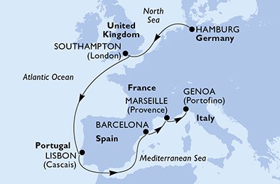 Tyskland, Storbritannia, Portugal, Spaina, Frankrike, Italia