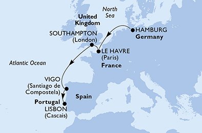 Tyskland, Frankrike, Storbritannia, Spaina, Portugal