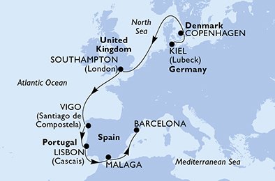 Tyskland, Danmark, Storbritannia, Spaina, Portugal