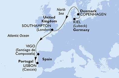 Tyskland, Danmark, Storbritannia, Spaina, Portugal