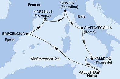 Frankrike, Italia, Malta, Spaina