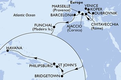 Italia, Slovenia, Kroatia, Frankrike, Spaina, Portugal, Barbados, Antigua og Barbuda, Nederlandske Antiller, Cuba