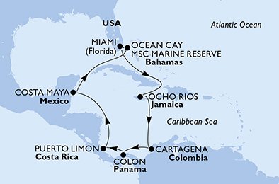 USA, Jamaica, Colombia, Panama, Costa Rica, Mexico, Bahamas