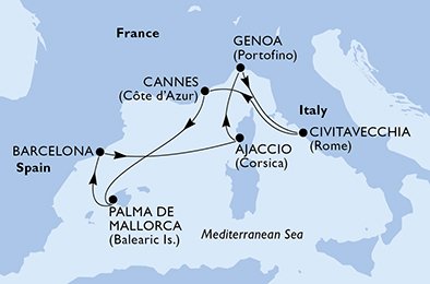 Italia, Frankrike, Spaina