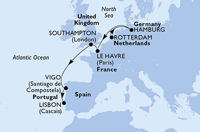 Nederland, Tyskland, Frankrike, Storbritannia, Spaina, Portugal