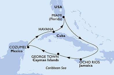 USA, Jamaica, Cayman Islands, Mexico, Cuba