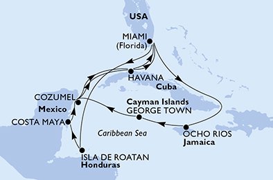USA, Honduras, Mexico, Cuba, Jamaica, Cayman Islands