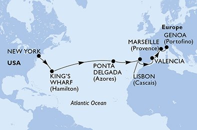 USA, Bermuda, Portugal, Spaina, Frankrike, Italia