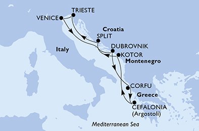 Italia, Kroatia, Hellas, Montenegro