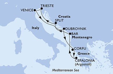 Italia, Kroatia, Hellas, Montenegro